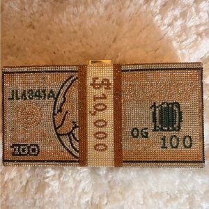 Money Clutch Bag with Rhinestones